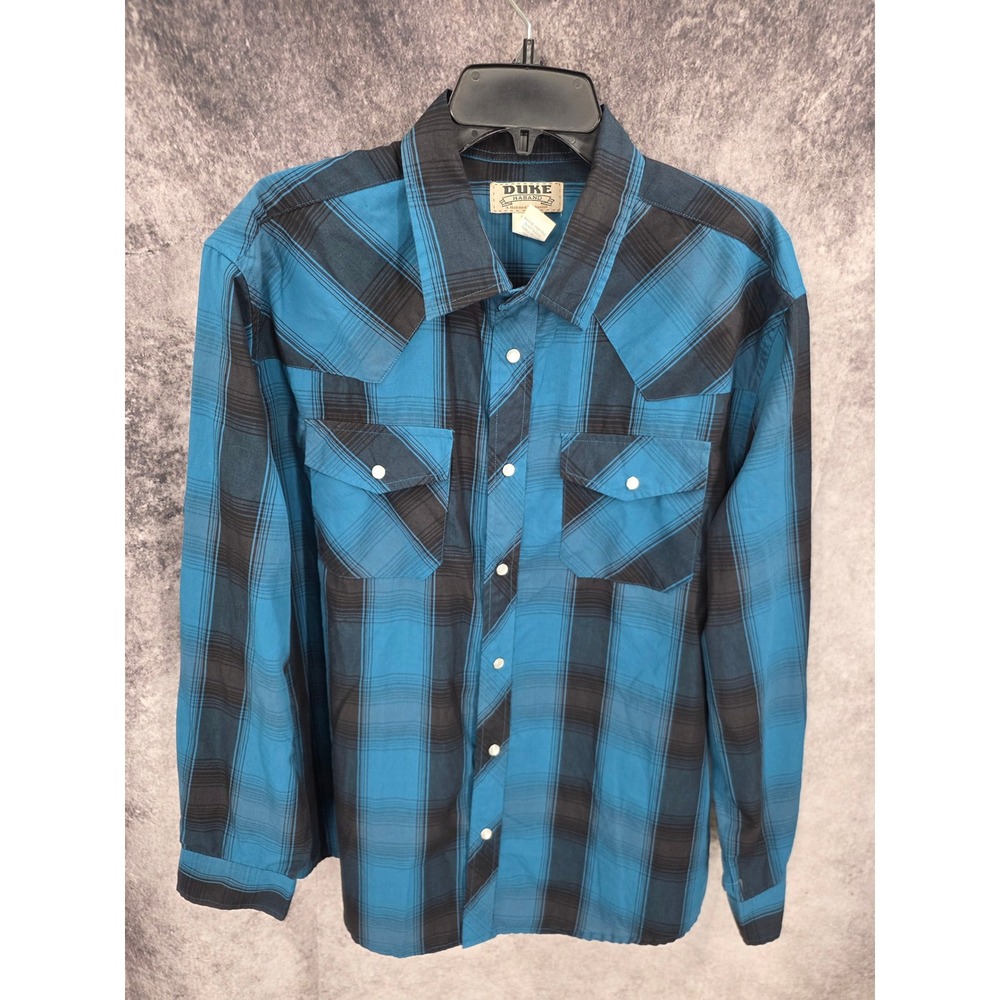 Vintage Duke Haband Western Shirt Mens Plaid Pearl Snap Cowboy Rodeo Country 80s